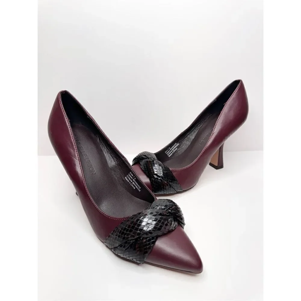 Gabrielle Union Pumps‎ Size 7.5 Pointed Toe Burgundy Twist Detail Slip On Shoes
